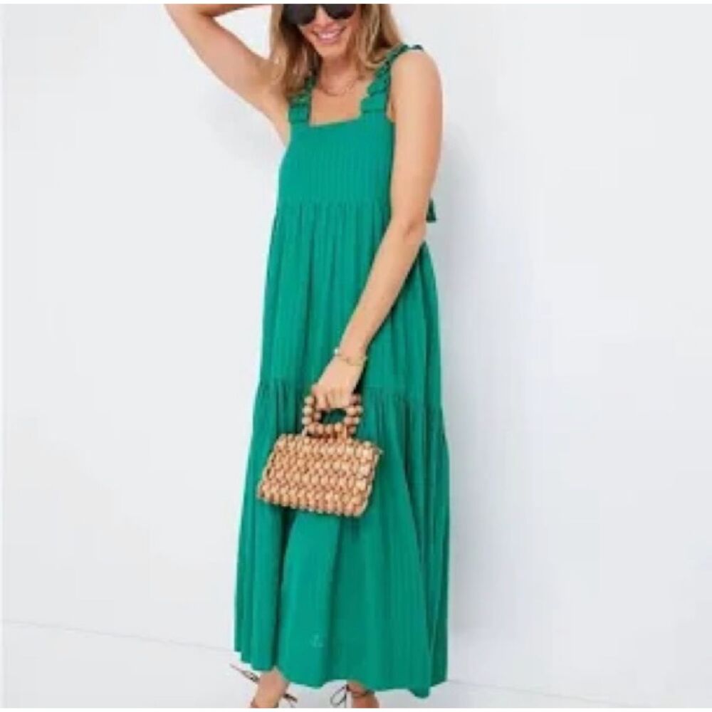Tuckernuck exclusive MIRTH Rio Maxi Dress Emerald Green 100% Cotton Flowy Small